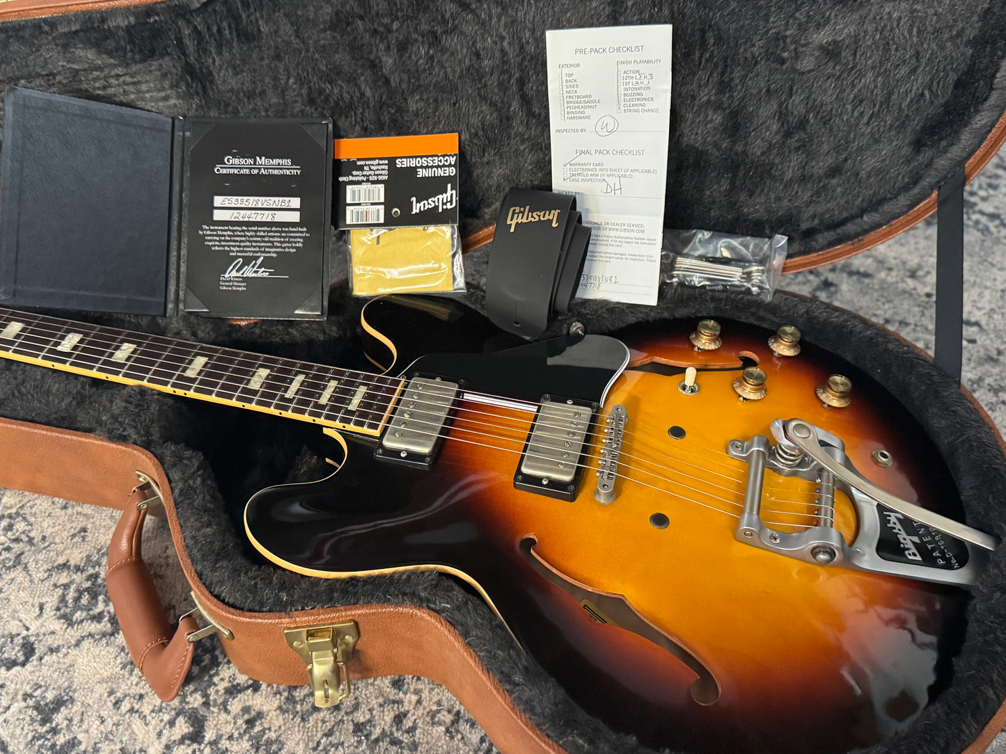 Gibson Memphis ES-335 Anchor Stud with Bigsby 2018 - Antique Vintage Sunburst VOS