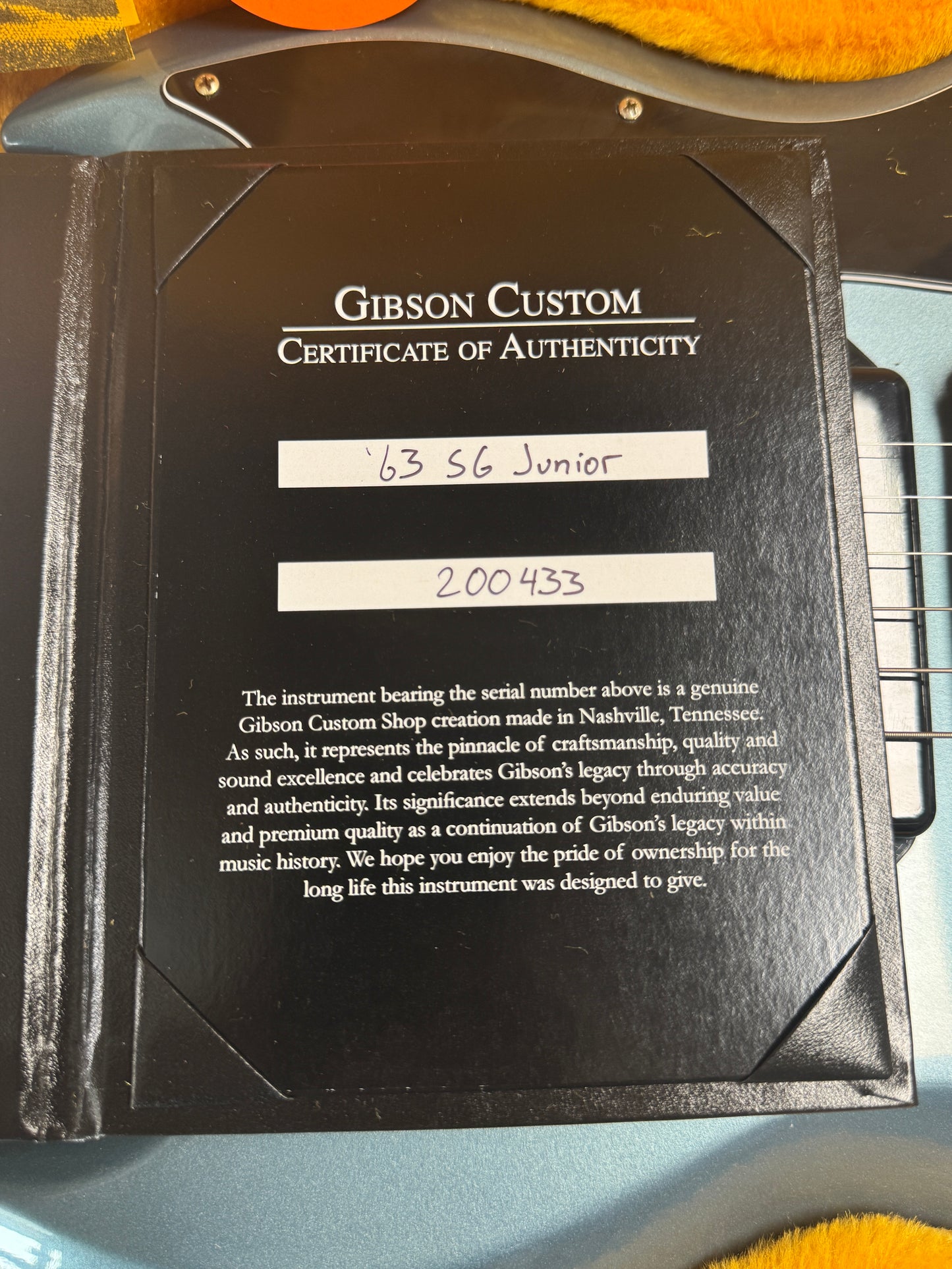 Gibson Custom Shop Special Order '63 SG Junior Antique Pelham Blue